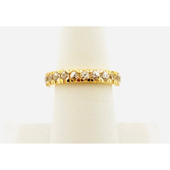 Estate Gold Plated Sterling Silver CZ Eternity Band Ring Size 7, 4.2g Thailand - Picture 1 of 11